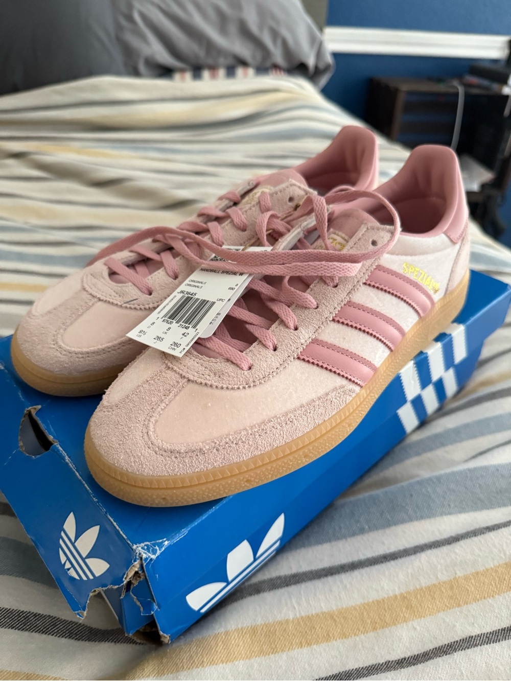 adidas Women’s Spezial Suede Sneakers — Light Pink with Gum Sole